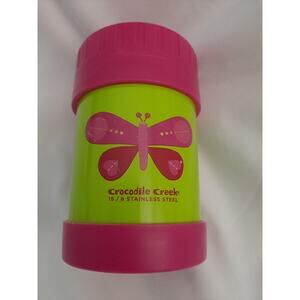 Crocodile Creek Butterfly Hot Food Keeper Lime Green Pink Stainless Steel Lunch